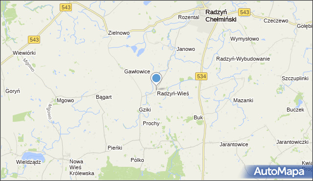 mapa Radzyń-Wieś, Radzyń-Wieś na mapie Targeo